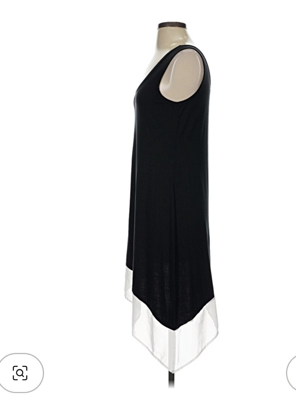 Calvin Klein Asymetrical Hem Sleeveless Dress feat. B&W Colorblock Design - Picture 9 of 11